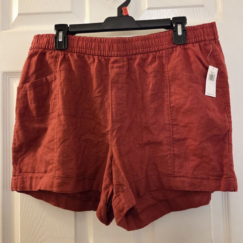 Old Navy sz L linen blend pull on shorts NWT fired clay red summer casual beach